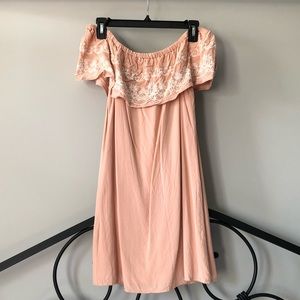 Love Tree LA Peach Off-the-shoulder Dress